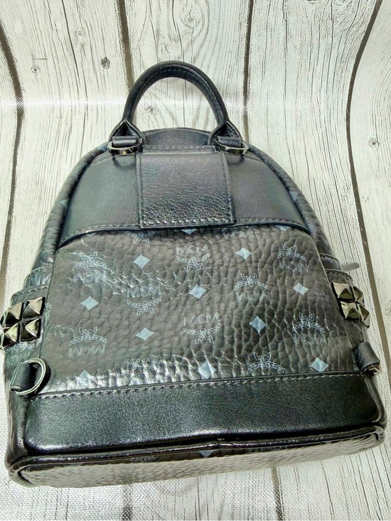PRE LOVED MCM Stark Bebe Boo Mini Backpack in Black Visetos main image 8